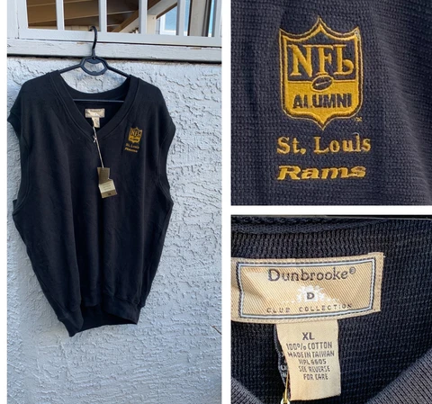 vintage st louis rams sweater vest NFL Alumni  NWT black XL dunbrooke Golf Vest Cover
