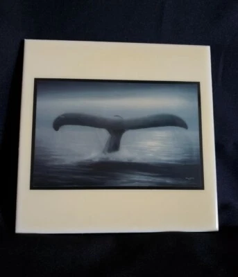 Wyland - Azulejo de cerámica Tails of Great Whales 8 X 8”. Adición limitada 1989.  Foto 1 de 4