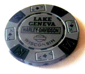Harley-Davidson Poker Chip Lake Geneva H.D. Händlerchip grau/schwarz - Bild 1 von 2