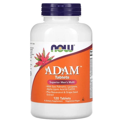 Now Foods ADAM Superior Men s Multi 120 Tablets GMP Quality Assured, Vegan, - Image 1 of 3