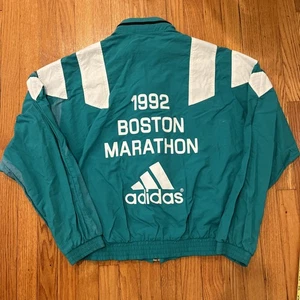 Vintage 1992 Adidas Boston Marathon Windbreaker Volunteer Jacket Sz L - Picture 1 of 8