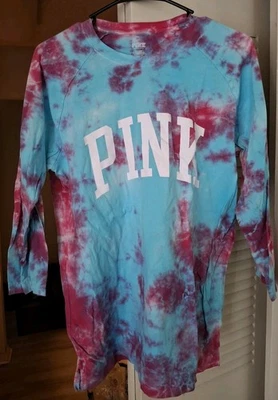 PINK Victorias Secret Womens Long Sleeve Tie-Dye Shirt Size M, Multicolor - Image 1 of 3