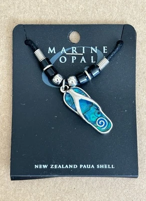 Marine Opal New Zealand Paua Shell Pendant Necklace, Flip Flop, Hypoallergenic - Image 1 of 3