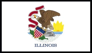 Illinois State Flag Patch W/  Hook & Loop Morale Tactical Black Border I - Picture 1 of 1