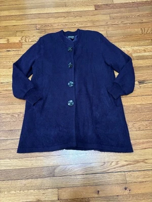 Venesha Womens Angora Sweater Jacket Size Large Purple Snap Cardigan Lined Coat - Image 1 of 4