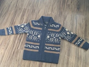 Men's EXTRA SMALL XS PENDLETON Westerley Sweater Navy Blue & Brown Big Lebowski - Picture 1 of 12