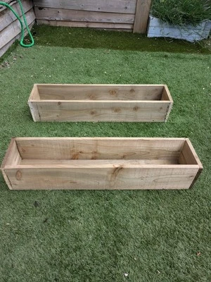 80cm X2 Garden Wooden Planter  Raised Herb Veg,  Steps Tier Box. flower bed  - Image 1 of 4