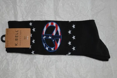 NWT K BELL Mens Womens USA American Flag 4th of July Red White Blue Crew Socks - Image 1 of 4