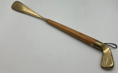 Golf Club Shoe Horn Wood Handle And Brass Ends Vintage 16 to 17 inches - Image 1 of 4