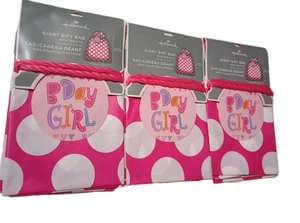 LOTE DE 3 BOLSAS DE REGALO CON SELLO/GIGANTE (56 pulgadas X 36 pulgadas) CON ETIQUETA Y CORBATA (NIÑA DE CUMPLEAÑOS) - Imagen 1 de 2