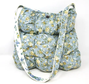 Bolso de Mano Edredón Hinchado Rosas Azules Coqueta Cartera Puffer Cottagecore Puff Girly - Imagen 1 de 9