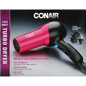 CONAIR 1875W Turbo Dryer styling attachments diffuser concentrator cool shot NEW - Picture 1 of 2