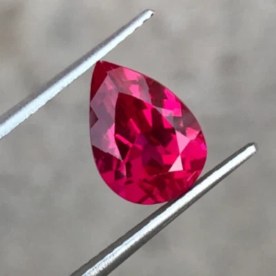 Lab Ruby Corundum Pear Cut 3.60 cts 11X7.5X5.5 mm Loose Gemstone For Jewelry - Image 1 of 4