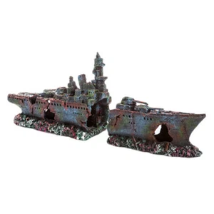 Betta Frigate 2-piece Aquarium Fish Tank Shipwreck Ornament Boat Hideaway 73.5cm - Picture 1 of 1