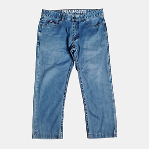 Prada EST. 1913 Straight Jeans Mens Blue Denim Style M2117 30 Size W34 L25