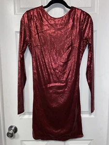 Rebecca Stella Women's Backless Red Sequin Dress 31.5” Neck To Bottom Size: S - Picture 1 of 17