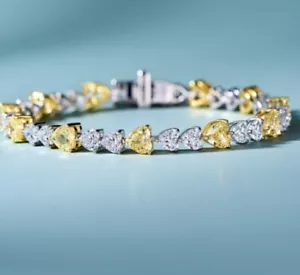 12.Ct Heart Cut Natural Citrine & Moissanite Women Bracelet Sterling silver - Picture 1 of 4