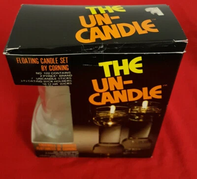 Vintage "The Un-Candle" by Corning. Model 122 Floating Wick. NIB. 7" Candle. - Image 1 of 4