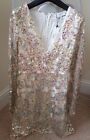Never Fully Dressed Sequin Mini Dress Long Sleeve Sparkly Party Sexy 12 Bnwt