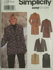 OOP SIMPLICITY 5855 Misses Coat & Vest in 2 lengths & Jacket PATTERN M-L-XL UC - Picture 1 of 3
