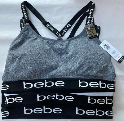 全新带标签 BEBE INTIMATES 1 黑色 1 灰色 1 白色无缝 BRA 风格 576 1X 54 美元 — 第 1/2 张图片