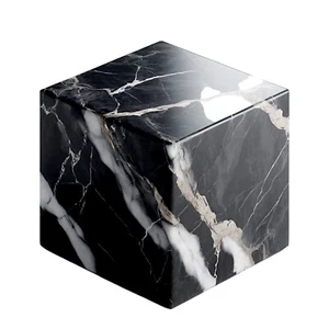 Black Marble Cube Aquitaine Table Decoration Sculpture Art Design H 8Cm - Picture 1 of 5