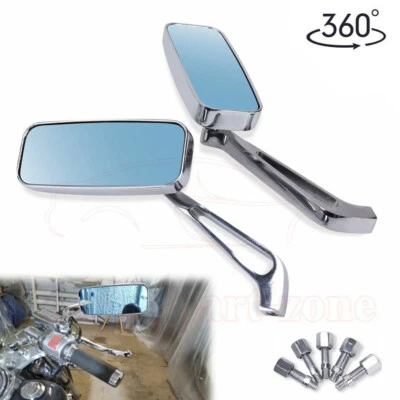 Motorcycle Bike Chrome Rearview Mirrors For Harley Sportster Glide BMW Universal - Image 1 of 4