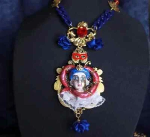 Zibellini Dark Series Art Jewelry 3D Effect Venetian Jocker Huge Necklace - Picture 1 of 6
