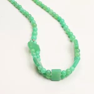 Necklace 16 Inches Natural Chrysoprase Beaded 925 Silver Lock 8x14 MM & 4-6 MM - Picture 1 of 3