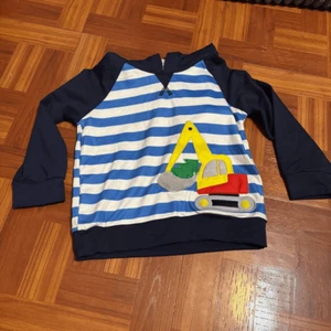 Marie Nicole Boutique Boys Digger Truck Striped Hoodie Size Medium - Picture 1 of 5