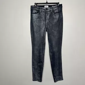 WILLIAM RAST Jeans Women 29 Metallic Black Python Skinny Sculpted High Rise - Picture 1 of 12