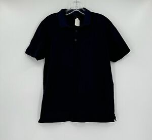 Lanvin Mens Blue Knit Cotton Collared Short Sleeve Pullover Polo Shirt Sz L