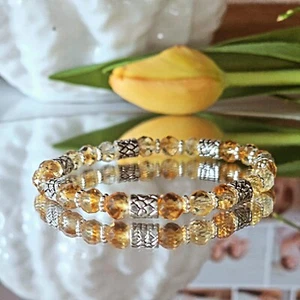 Facettierter Citrin Perlenarmband, Sommerstein, Steine 6mm Länge 17cm - Bild 1 von 9