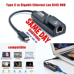 USB 3.1 Gigabit RJ45 Ethernet Lan Network Cable Adapter Hub To 1000Mbps for PC - Picture 1 of 2
