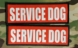 2 Pack Service Dog Patch 2x6 Red Hook Back K9 Therapy - Picture 1 of 3