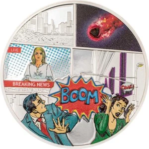 Cook Islands 2023 $5 TENHAM Meteorite Impacts 1 oz moneda de plata - Imagen 1 de 4