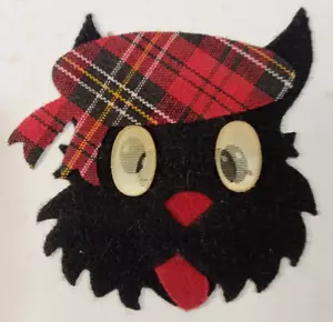 SCOTTIE DOG Filz-Applikation zum Aufdrücken 2,5" Augen bewegen Walco NY Vintage Bügelbild - Bild 1 von 9