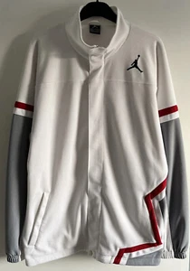 Vintage NIKE AIR JORDAN Track Top / Warm Up Jacket size Large / XL White Red - Picture 1 of 12