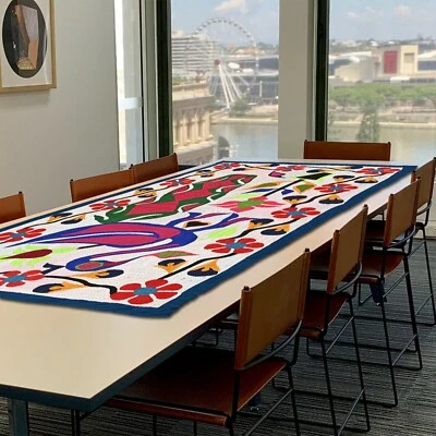 Gujrati Apliques Textiles Tapiz de Trabajo Textil Algodón Corredor de Mesa, Arte de Cubierta de Cama Foto 1 de 4