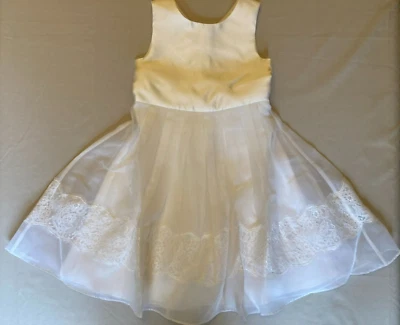 Monsoon GIRL White Satin & LACE Communion/BRIDESMAID Dress large back bow age 9 - Image 1 of 4