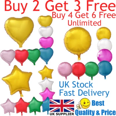 18" Heart Star Round Shape Float Helium Foil Balloons For Party Birthday Wedding - Image 1 of 3
