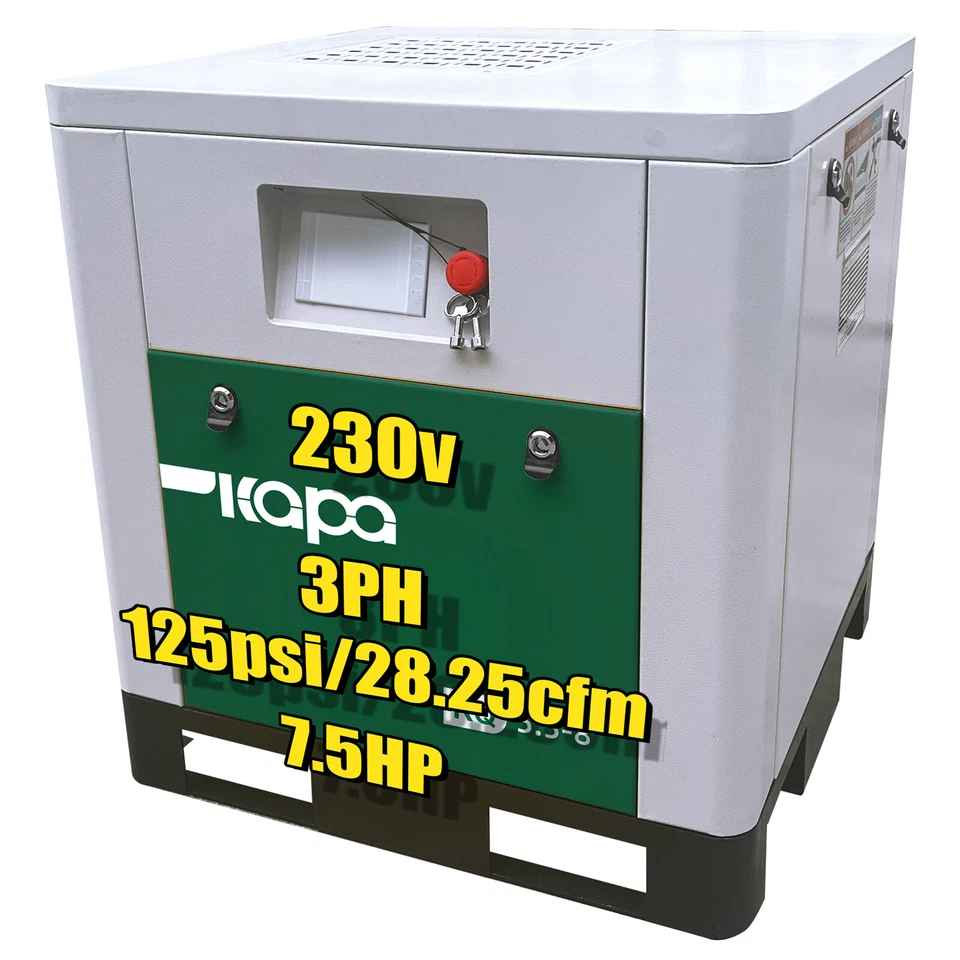 Compresor de aire de tornillo rotativo 230 V 7,5 HP 29 cfm 125 psi filtro de aire/aceite giratorio 3 Ph Foto 1 de 4