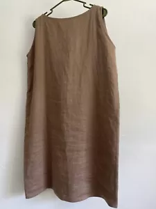 VTG Zoran Shift Dress 100% Linen Women's Sz Large Brown USA Lightweight VGC - Picture 1 of 6
