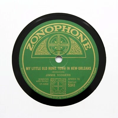 JIMMIE RODGERS "My Little Old Home Town In New Orleans" ZONOPHONE 5341 [78 RPM] - Image 1 of 2