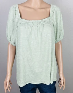 Wonderly blusa donna manica corta verde chiaro collo quadrato salvia nuova grande B41 - Foto 1 di 11