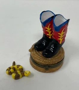 Cowboy Boots W/ Snake PHB Porcelain Hinged Box - Midwest of Cannon Falls No Box - Picture 1 of 11