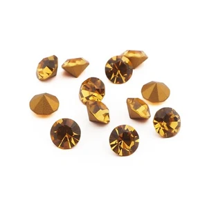 Lot (12) vintage Austrian D.S foiled topaz MC chaton rhinestones ss34 7mm - Picture 1 of 2