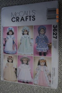 McCall's Crafts Pattern 3627 "18" Doll Clothes Uncut - Picture 1 of 2