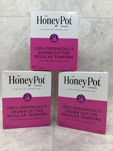 3 Boxes! The Honey Pot Company. 100% Organic Regular Tampons - 54 Total - Picture 1 of 4