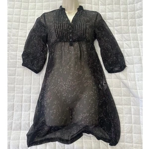 Vestido para mujer ESPRIT negro floral transparente pintuck caprichoso. Grunge Coquette | 0 - Imagen 1 de 11